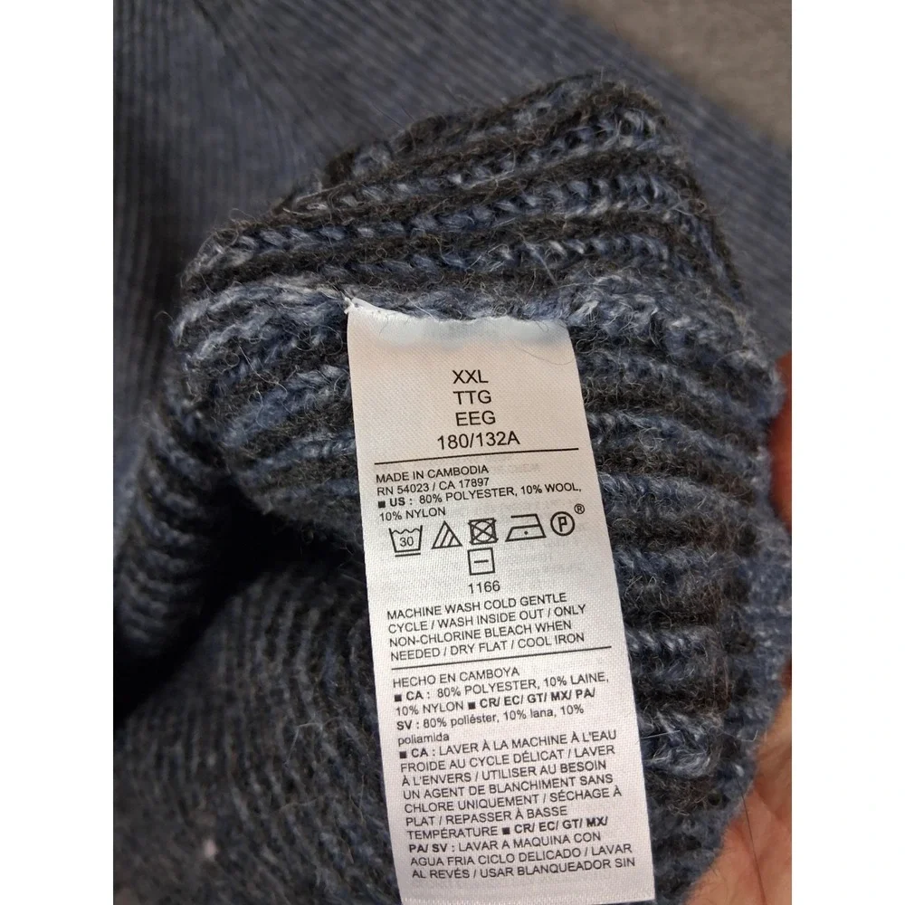 New Old Navy Mens Sweater 2XL Blue Rib Soft Pullover Wool Blend Casual Classic‎